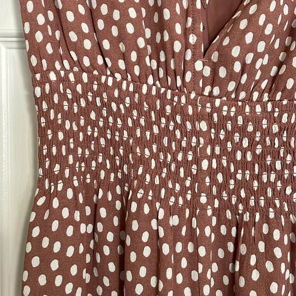 Abercrombie rust and white polka dot long sleeve romper - Picture 2 of 3
